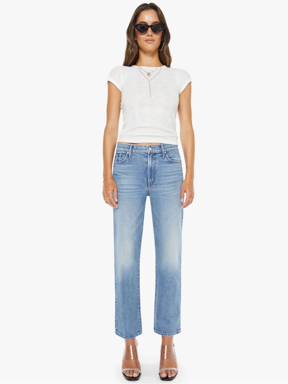 The Kick It High Rise Ankle Straight Jeans in Birds Gone